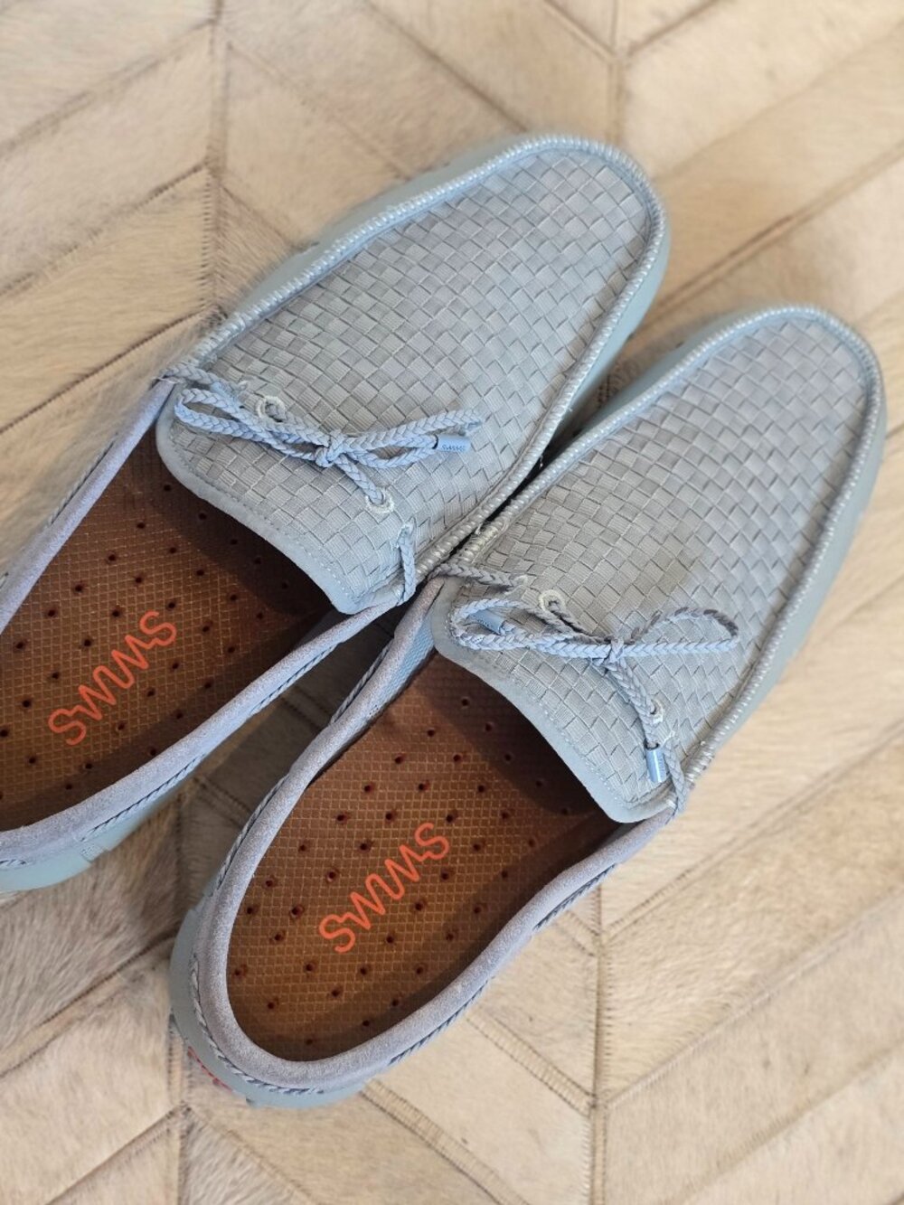 Men’s Ice Blue SWIMS Woven Driver Loafers - near excellent condition
